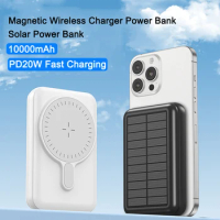 Mini Power Bank 10000mAh Solar Charging Portable Charger Fast Charging Magnetic Wireless Powerbank for iPhone 14 Xiaomi Huawei
