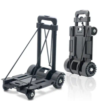 Black Folding Lever Car Hand Buggy Mini Luggage Trolley Shopping Cart Portable Shopping Cart