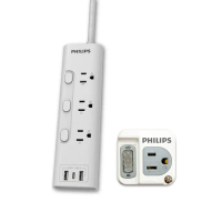 【Philips 飛利浦】超值組-3開3插 3.4A 2USB+Type C延長線1.8米+1開1壁插(CHP4736+CHP3010W)