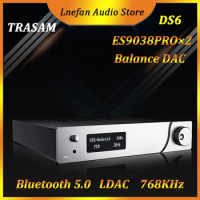 TRASAM ES9038Pro*2 Balance Decoder USB DAC Audio HiFi AMP XMOS XU208 DSD512 32Bit 768KHz Bluetooth 5.0 CSR8675 APTX HD LDAC AES