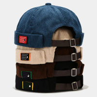 Retro Mens Corduroy Docker Brimless Hats Skullcap Beanie Sailor Cap Rolled Cuff Versatile for Work &