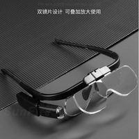 倉庫現貨清出　USB充電高清4倍頭戴眼鏡放大鏡帶燈電子維修嫁睫毛高倍老人閱讀