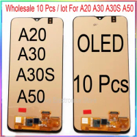 Wholesale 10 pieces/lot for Samsung A20 A30 A30S A50 LCD screen display with touch assembly with frame