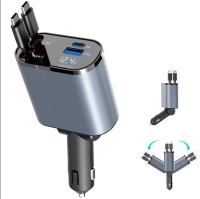 UOne Retractable Car Charger IOS dan Type-c 4in1 - Type C to Type C / CHARGER MOBIL