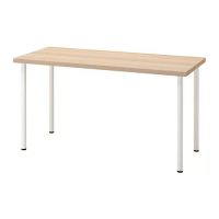 LAGKAPTEN/ADILS 書桌/工作桌, 染白橡木紋/白色, 140 x 60 公分