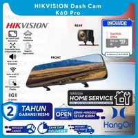 HIKVISION K60 Pro Car Dash Cam 2K Front+Rear 1440P QHD 1080P Full HD Layar IPS Touch Screen Voice Co