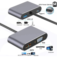 Type-C to 4K HDMI-compatible VGA USB C 3.0 Hub Adapter for MacBook Nintendo Samsung S20 Dex Huawei P30 Dock Xiaomi 10 TV