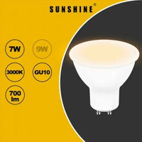 陽光 - 奶白罩闊角度款 LED燈膽(GU10射膽) - 7W / GU10 / 黃光3000K / AC220V (不可調光暗) #LED燈泡 #LED射膽 #LED射燈 (LGU10F-7W-F)