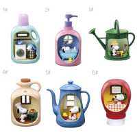 RE-MENT Original Peanuts SNOOPY's LIFE in a BOTTLE Miniature Model SNOOPY's Laundry detengent Coffeepot Toys Gifts Ornaments