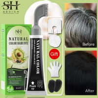 Fast Hair Dye Black Shampoo with Comb 80ml Plant Essence Black Hair Color Dye Shampoo Non-irritating Repair Gray White Hair Care
