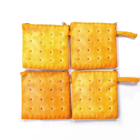Pouch Persegi Kanvas Shrelo Motif Biscuit Crackers Tempat Pensil Untuk Penggemar Cemilan Biskuit Kal