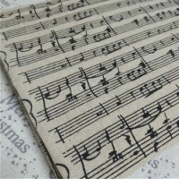 Retro Printed Cotton Linen Fabric Musical Notation For Quilting DIY Sewing Sofa/Bag/Cushion/tablecloth Patchwork Material 1