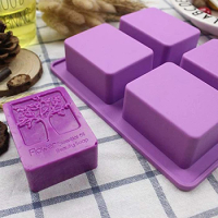 Rectangle Life Tree Silicone Soap Mold Flower Happiness DIY Craft Art Cake Baking Mould For Handmade Candle Wax Melts Bath Bomb