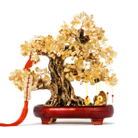 Wholesale Resin crafts citrine bonsai tree money tree crystals healing stones tree