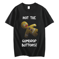 เสื้อยืดแฟชั่นการ์ตูนแขนสั้นแบบยูนิเซ็กส์ทรงใหญ่ลาย Shrek และคน Gingerbread ไม่ใช่ปุ่มลูกอมน่าขำ (มิ