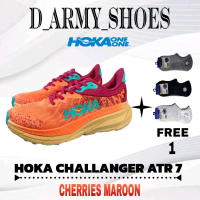 Sepatu Olahraga Running Pria Hoka OneOne Challenger ATR 7 Cheries Maroon Free Kaos Kaki Outdoor Outd