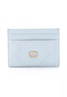 Christian Dior Pre-Loved Christian Dior Caro Freesia crystal card case leather Light blue Japan limi