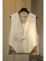 3302 Small Unique Chic Top Super Nice New Chinese Style White Vest For Women Spring And Autumn