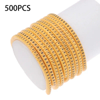 Penanda Kabel Kuning, 500PCS, EC-0.5 1 1.5 2.5 Mm², Untuk Diameter Wayar dan Tiub, Tiub Wayar, Nombo