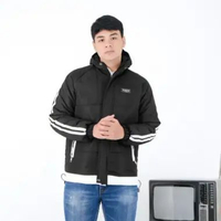 MND Jaket Parasut Puffer Tebal Jaket Parasut Gelembung Jaket Parasut Puffer List Hitam XL