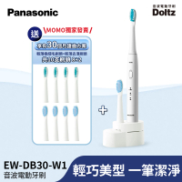 【Panasonic 國際牌】momo獨家輕巧美型音波電動牙刷-小筆刷-白-附2年半刷頭超值組(EW-DB30-W1)