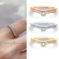 【Vividventure 亞帝芬奇】20分 天然鑽石 真鑽 線戒 戒指 優雅 多色選(14K金台)