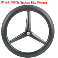 Width 25mm 20" Carbon Bmx 406 Folding Kid Single Speed Tri Three Spoke Road Bicycle Wheels 20inch Disc Track Clincher Wheelset
