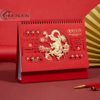 2024 Chinese Dragon Year Simple Desk Calendar Mini Desktop Paper Calendar Daily Scheduler Table Planner New Year's Gift