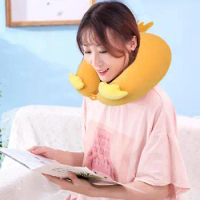 Cartoon U-shaped Pillow Ergonomic Memory Foam Neck Pillow for Kids Students Travel Support Cushion for Car Airplane Train