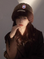 漁夫帽 加拿大官方SIMONE GOOSE大鵝毛絨撞色漁夫帽女保暖柔軟大檐盆帽子