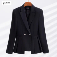 NAVIU Fashion Formal Blazer For Women Autumn Winter New Korean Fashion Long Sleeve Split Office Ladies Jacket Coats