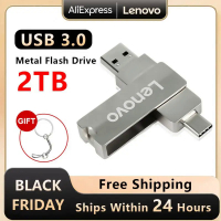 Lenovo TYPE C USB Flash Drive OTG 2 IN 1 USB Stick 3.0 2TB Pen Drive 128GB Pendrive Memory Disk พร้อมพวงกุญแจสำหรับการเข้าถึง Ps5