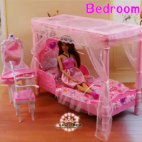 for barbie doll bed room chair dream house dresser furniture accessories for barbie princess bedroom set toy