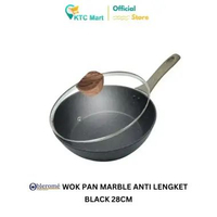 KTC Mart - Deep Pan Marble Granite 28 CM + Tutup Kaca Wok Pan Granite OBLEROME DeepPanOBLEROME 28 Bl
