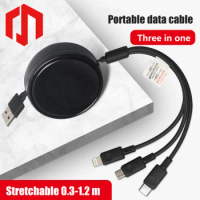 3 In 1 Data Line Type-c USB IPhone Charger Cable for Car Multiple USB Charge Cord Charge Micro-USB Port Flexible Charging Cable