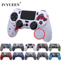 IVYUEEN Anti Slip Silicone Protective Skin Case for Dualshock 4 PS4 DS4 Pro Slim Controller Cover Analog Thumb Grip Caps