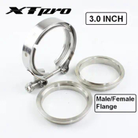 3.0" V-Band 304 Stainless Steel Clamp With Male/Female Flange Kits For Turbo Exhaust 3.0 Inch V Band