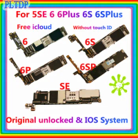 Without Touch ID Motherboard For iphone 5 5C 5S 5SE 6 Plus 6S Plus Logic Board Original Unlock Mainboard 100% Tested Work Plate