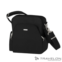 【Travelon】CLASSIC防盜斜側包(20X24X9cm)/單肩包.隨身包_TL-42224 黑