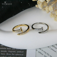 VIRAGO Cincin Titanium Wanita Emas Muda Anti Karat Asli Silver Emas Couple Dewasa Dan Luntur Logam A