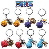 Anime One Piece Ace Luffy Devil Fruit Keychains Nami Sanji Zoro Key Holder Metal Pendants Cosplay Keyrings Figure Toys Gifts