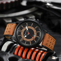 New Fashion Men Big Sport Wrist Watches Leather Strap Watch Men Army Military Quartz Watch For Men Relogio Masculino Male Clock