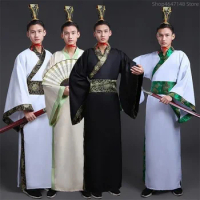 Chinese Traditional Man Hanfu Dress New Year Ancient Performance Stage Folk Dance Costumes Han Dynasty Cosplay Robes