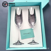 水晶香檳杯紅酒杯高腳杯結婚禮物伴手禮2個對杯禮盒