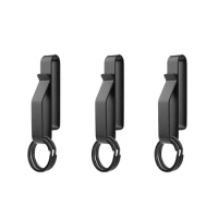3PCS Heavy Duty Belt Key Holder with 6Pcs Metal Key Rings, Stainless Steel Black Men Keychain Tactical Key Holder Clip