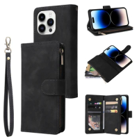 Wallet Multi Card Zipper Magnetic Flip Leather Case For iPhone 15 14 Pro Max 13 Mini 12 11 SE 2022 2020 X XS XR 8 7 6 6s Plus