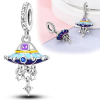 Silver Colour Alien Spaceship Charm Fit Pandora Charms Silver Colour Original Bracelet for Jewelry Making