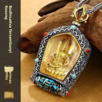 Loket Thangka Manik Zodiak Awan Bertuah Dewi Penjaga Buddha Tara, Kalung Tara Kuning-Hijau Lelaki Ve