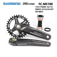 SHIMANO Deore M5100 Crankset MTB Bike FC-M5100-1 170mm 175mm 32T 34T 36T Chainring BB52 Bottom 10 / 11 Speed Crank Bicycle Parts