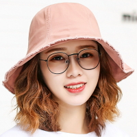 韓國漁夫帽子女夏天純色棉麻針織戶外遮陽帽防曬旅游折疊春秋盆帽